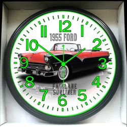 Wall Clock 1955 Ford Fairlane Crown Victoria Glow In The Dark Wall Clock New!