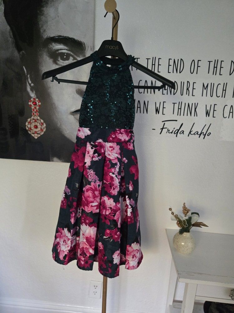 Girls Kids Floral Sequin Kids Dress Size 7