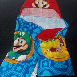SUPER MARIO KIDS HOODED BATH TOWEL (TOALLA DE BAÑO PARA NIÑO DE SUPER MARIO)