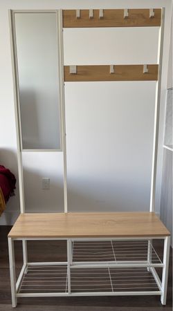 Steelside Lexington Hall Tree with Bench, Mirror & Shoe Storage