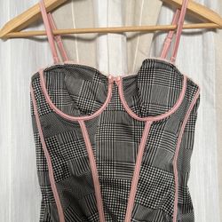 Christian Dior Corset- Houndstooth w/pink details 