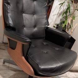 Vintage Lounge Chair Heywood-Wakefield Mid-Century Black Naugahyde Lounge Seat Great Condition MCM Recliner 