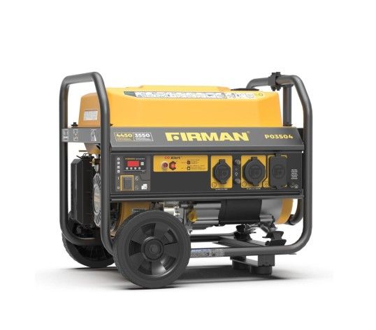 FIRMAN P03504 Gas Portable Generator 4450W/3550W, Recoil Start, 120V with CO Alert, 5-Gal Steel Tank, 208cc Engine, Low Oil Shutoff, Wheel Kit, Up to