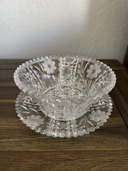 American Brilliant Period ABP Cut Glass Bowl with Underplate