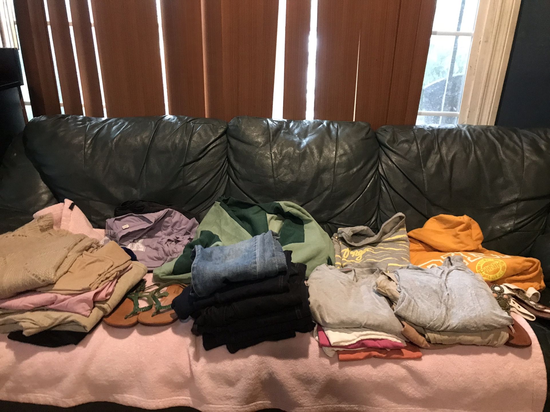 Clothes For Woman Size Large 30 Items $40 Obo Mix Of Everything Tops Blouses Shoes Sweaters Jackets Shirts 