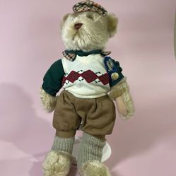 Crosby Brass Button Bears Sports Bear Golfer Player 12&quot; with Standard Plush EUC 