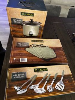 Kitchen bundle cutting board slow cooker and serving utensils