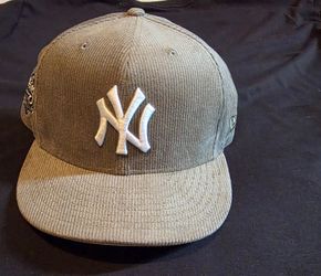 YANKEES NEW YORK NEW ERA  OLIVE GREEN CURDOROY HAT 7 3/8 $80