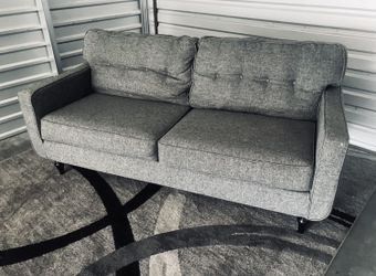 Nice Comfy XL Mid Mod Gray Wool Couch! 
