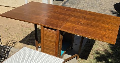 Wood Drop-Leaf Dining Table with Storage