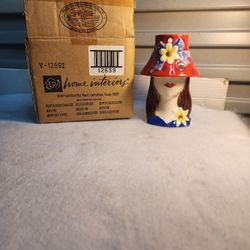NEW VINTAGE Home Interiors HOMCO Madeline Tea Light Candle Holder Lady Red Hat 