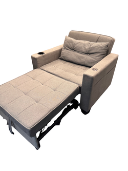 Total of 4-Convertible Sleeper Chair, 3-in-1 Pull Out Sofa Bed, Linen Dark Gray
