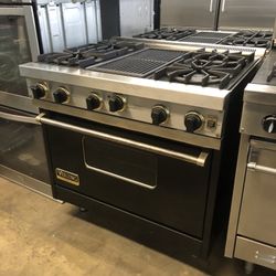 Viking 36” Black Gloss Range Stove With Charbroil Grill 