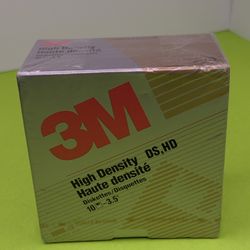 NEW, SEALED, 3M High Density DS, HD 3.5" Diskettes - Box of 10 Floppy Disks