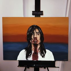 Artwork- Custom Canvas Painting - Andrew WK - Acrylic Paint - 24” By 36” - Matte Varnish - Style: Rock N Roll, Rockstar, Celebrity Musician