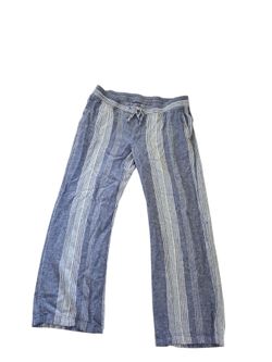 Old navy blue and white stripe wide leg linen blend pants, L. EUC.