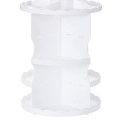 Plastic cosmetic storage rack, 360-degree rotating and adjustable (white)