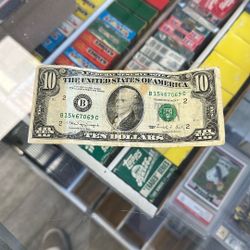 Old $10 Bill Federal Reserve Note Dollar 