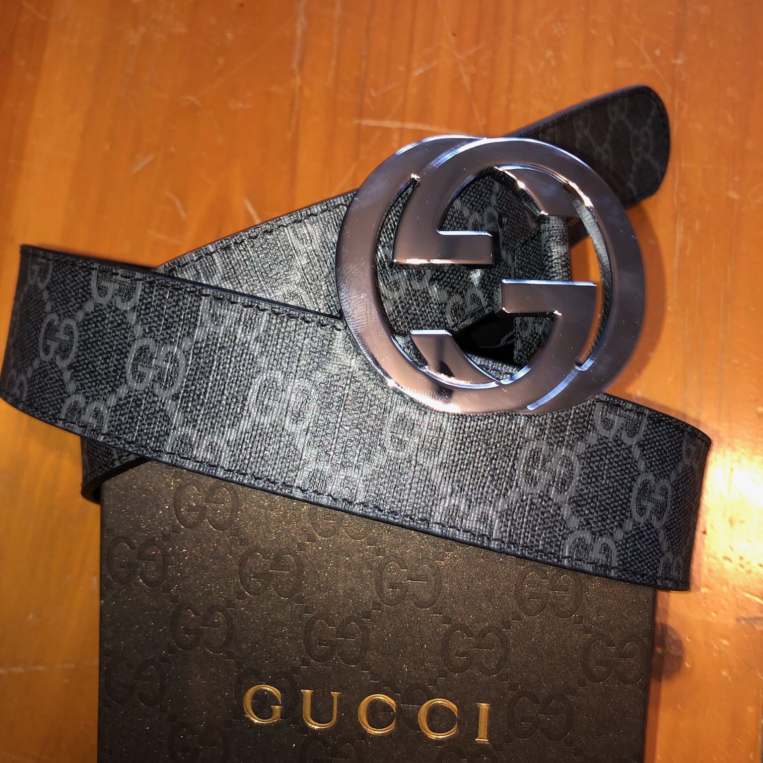 Mens Gucci Belt Monogram Black Shiney GG Interlock Belt Authentic for Sale  in Thornwood, NY - OfferUp