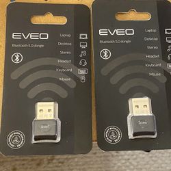 Eveo Bluetooth Adapter for PC Dongle 5.0 Adapter for Windows Lot Of 2