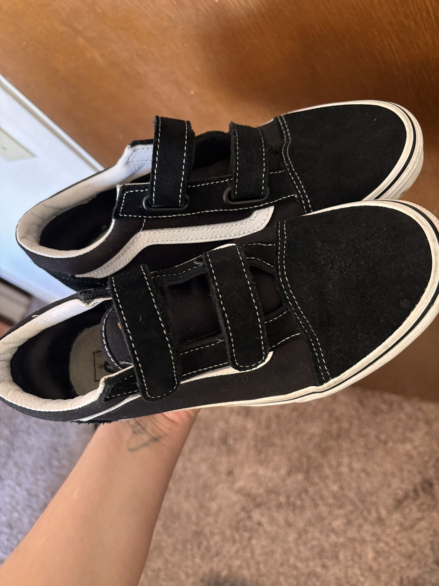 Vans Velcro Black And White $20