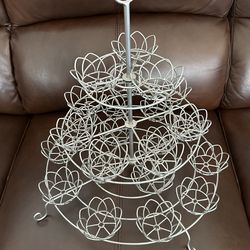 Silver 3-Tier Metal Cup Cake Stand 