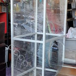 Tall White And Glass Bookcase/Shelving