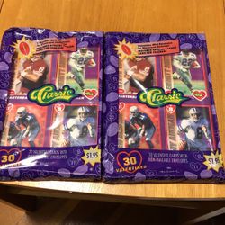 Classic 1995 Valentines  With Envelopes, Football Cards, Set Of 2