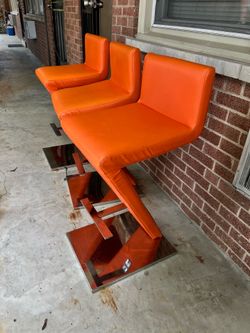 Orange Bar Stools - Set of 3