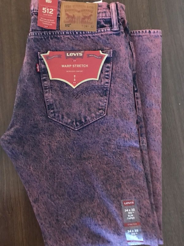 NWT Mens Levis 512 Slim Taper Warp Stretch Jeans 34/32 Purple Acid Wash for  Sale in Carlsbad, CA - OfferUp