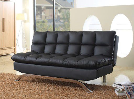 Brand New Black Or Brown Faux Leather Sofa Futon