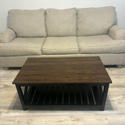 Sofa with queen size sleeper and coffee table