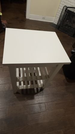 White Kitchen Cart / Side Table on Wheels