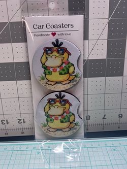 Handmade Psyduck Car Coasters Set of 2