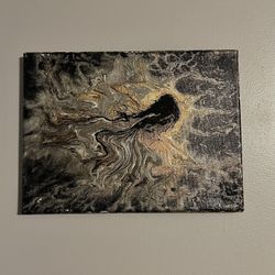 Abstract Original Acrylic Pour Painting Called “ Dark Comet “   Size  12” x 9” x 1”