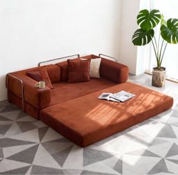 3-in-1 Convertible Sofa Bed, Comfy Modular Sectional for Living Room, Bedroom, Small Spaces