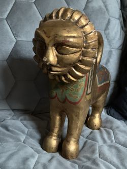 Vintage Carved Wooden Lion