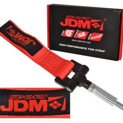 For Honda Fit 08-16 Crz Tow Hook 4000Lb Nylon Strap + Threaded Adapter Kit Red