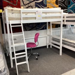 Twin Wood Left Bed With Table $199