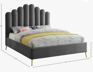 Grey Velvet Bed Frame