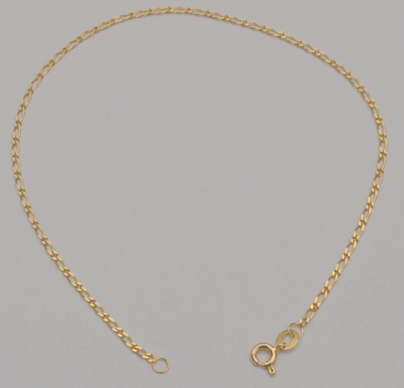 14K Gold 9 Inch Yellow Anklet Fancy Long Short Link Chain Bracelet