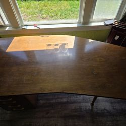 60s Walnut Mid Century Vintage Boomerang Desk 