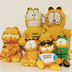 Vintage Lot Of Six Garfield Plushies