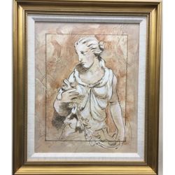 Evan Clark Statue Of Woman Professionally Custom Framed