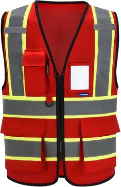 AYKRM 11 color High Vis Reflective Safety Vest for Women Men Pocket Zipper ANSI/ISEA Standard