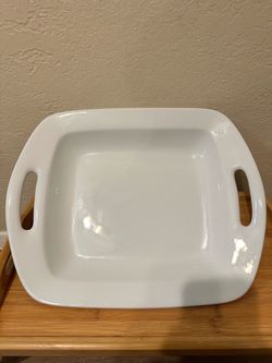 Very rare  Pottery Barn GREAT WHITE Rectangular Handled Serving Platter/ Tray