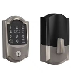 Camelot Satin Nickel Electronic Encode Plus Smart WiFi Deadbolt with Alarm