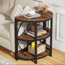 Half-Round End Table, 3-Tier Narrow Side Table with Metal Frame ( ONLY ONE )