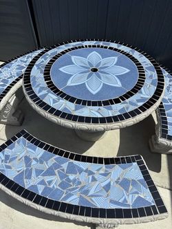 Concrete Patio Table and 3 Benches