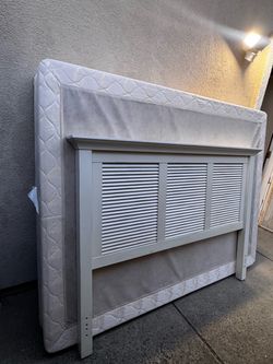 Queen size headboard, bed, frame, and boxspring